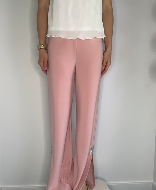 PRIMROSE PINK KNIT BOW CRYSTAL PANT