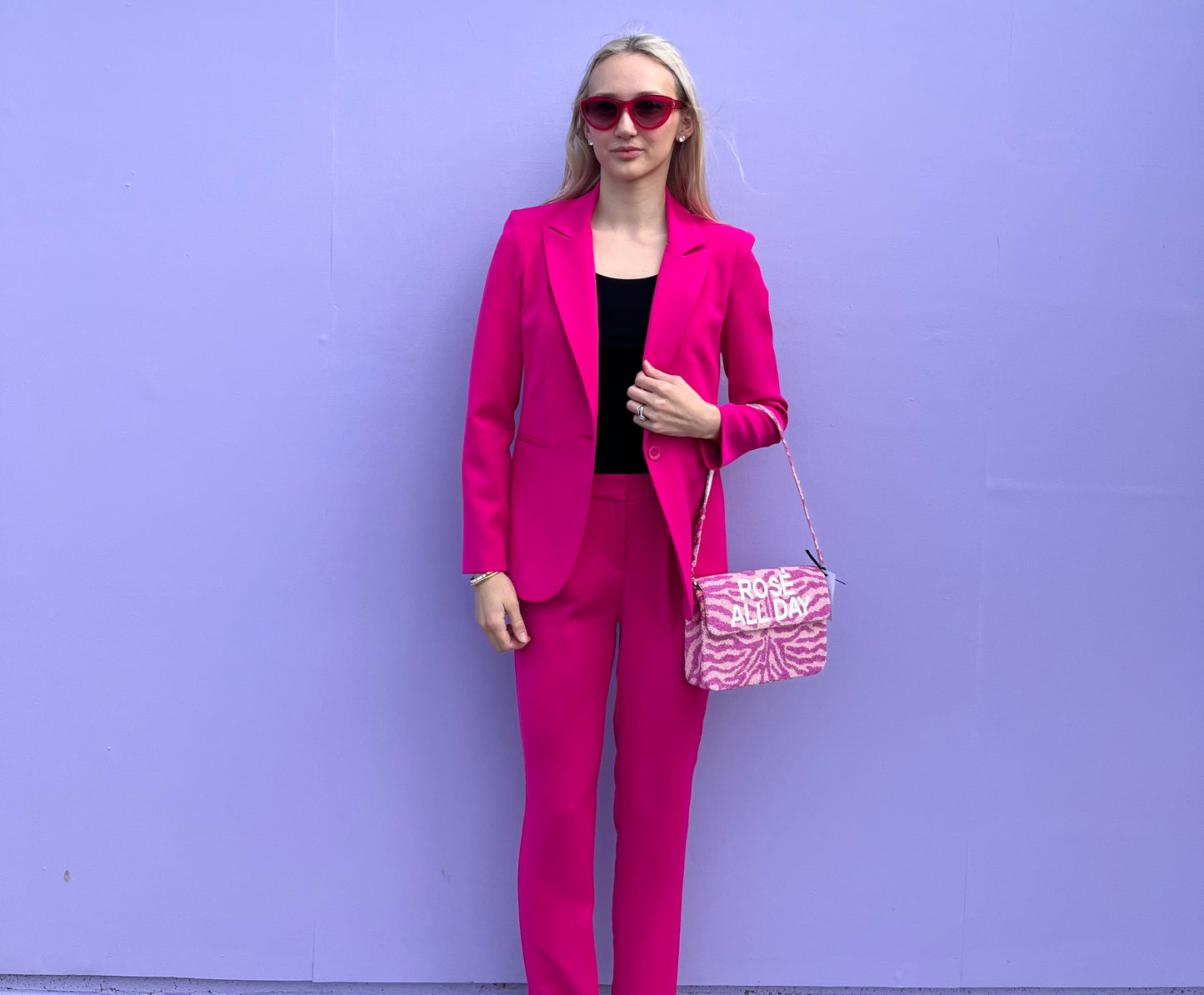 PLEATED HOT PINK SUITING PANT