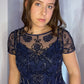NAVY MERMAID BEADED GOWN