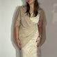 GOLD BROCADE ILLUSION WRAP DRESS