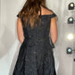 BLACK AND NAVY BROCADE DRESS