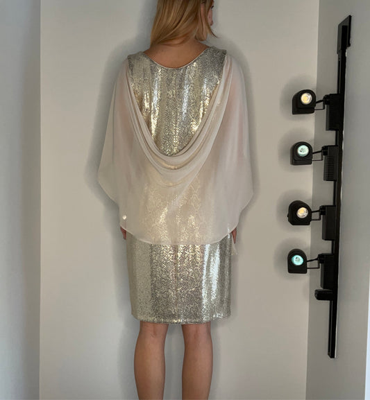 CHAMPAGNE CRYSTAL WOVEN DRESS