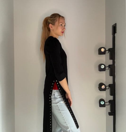 STUDDED FLYAWAY SWEATER