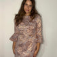 ROSE GOLD BROCADE FLUTTER SLEVE DRESS