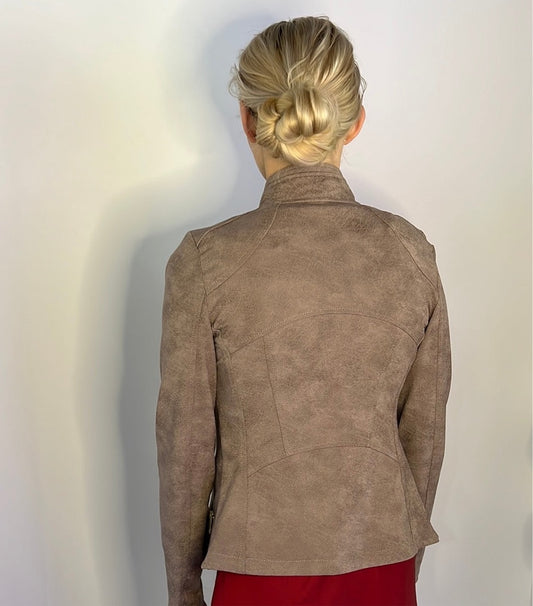 FAUX SUEDE ZIPPER JACKET