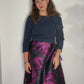 ROSE PRINT AND NAVY GOWN