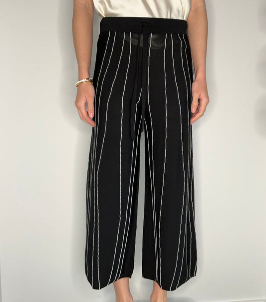 WIDE LEG TEXTURED STRIPED PANT