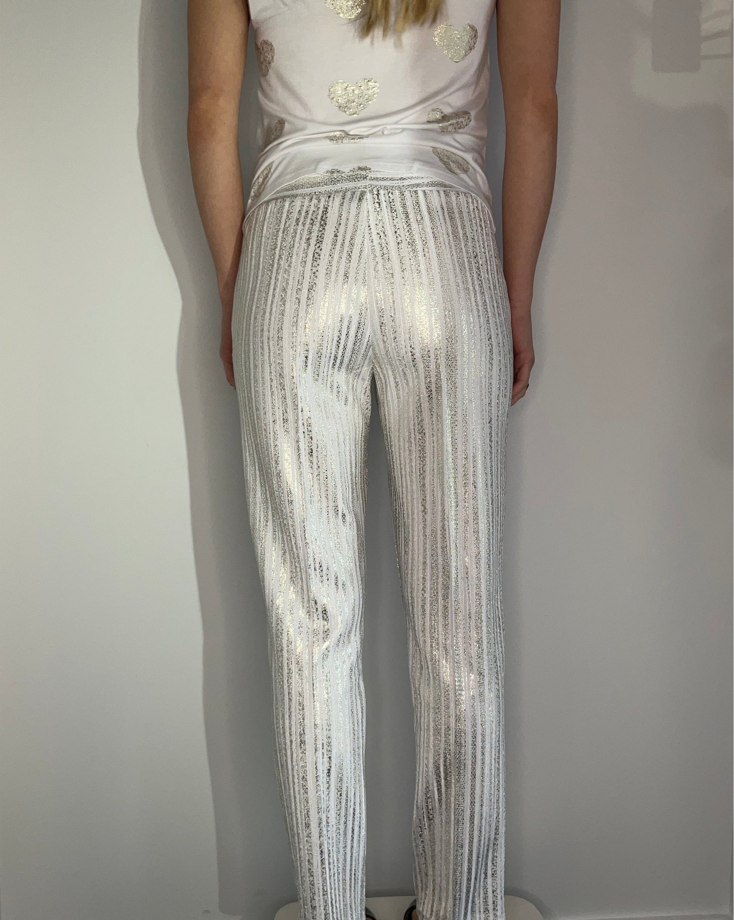 METALLIC WHITE AND GOLD PANT