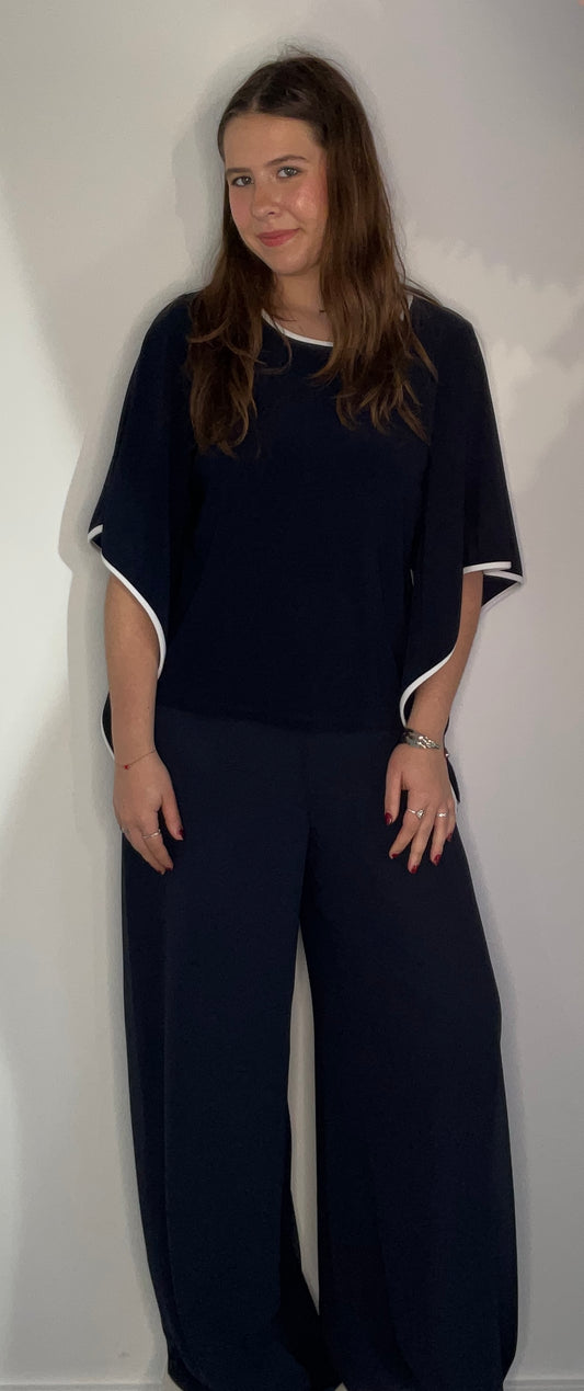 NAVY CHIFFON PANT