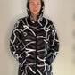 SCRIBBLE PUFFER COAT WITH CRYSTAL ZIPPER