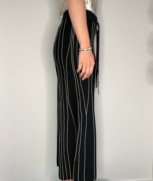 WIDE LEG TEXTURED STRIPED PANT