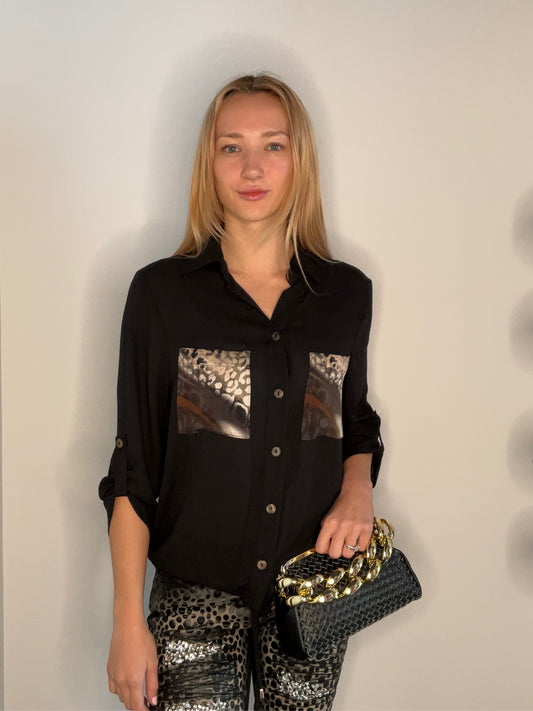 ANIMAL PRINT POCKET TOP