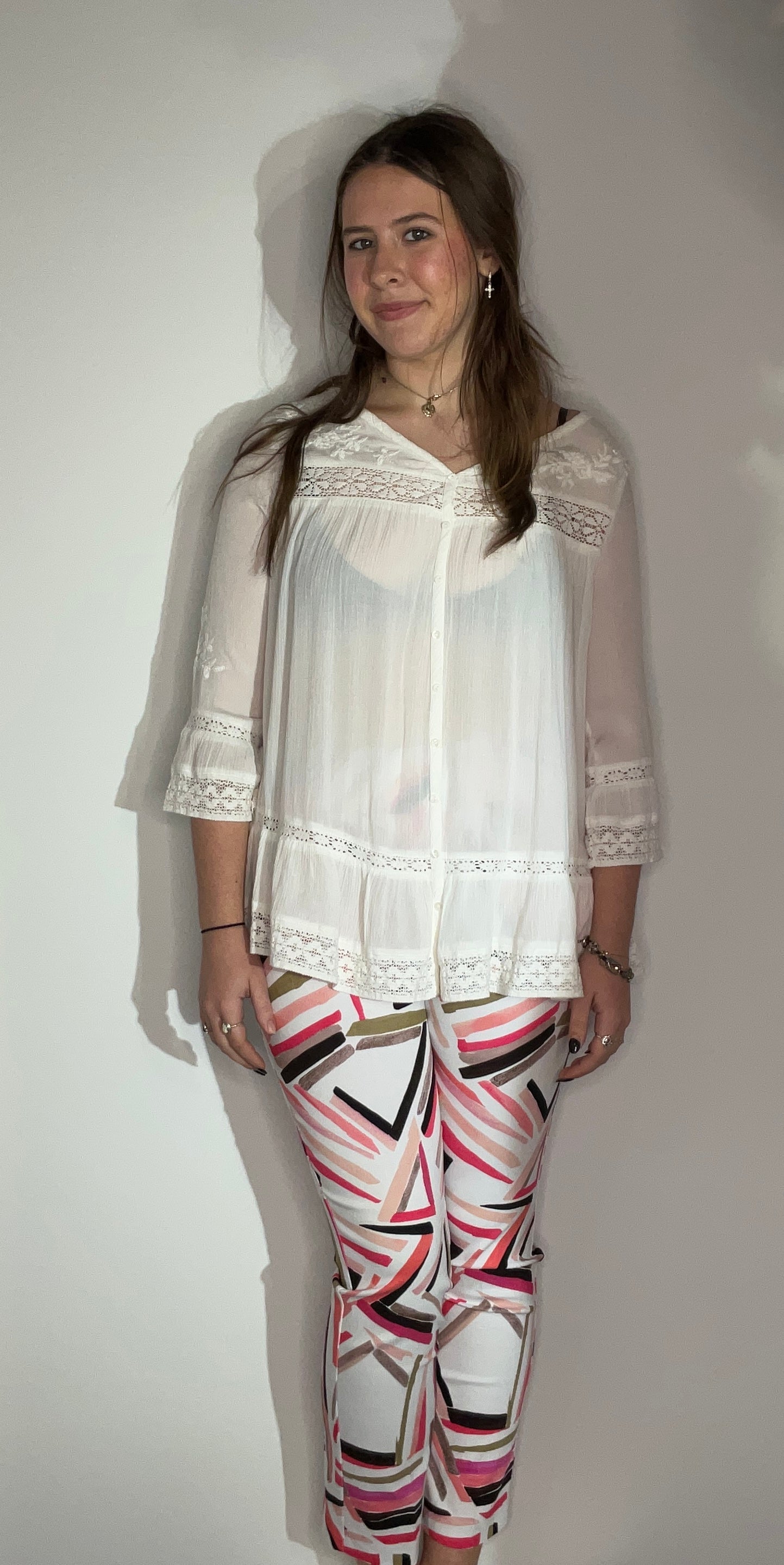 EBROIDERED AND LACE TOP