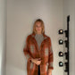 ORANGE PLAID SWEATER COAT