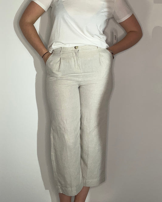 LINEN BLEND WIDE LEG PANT