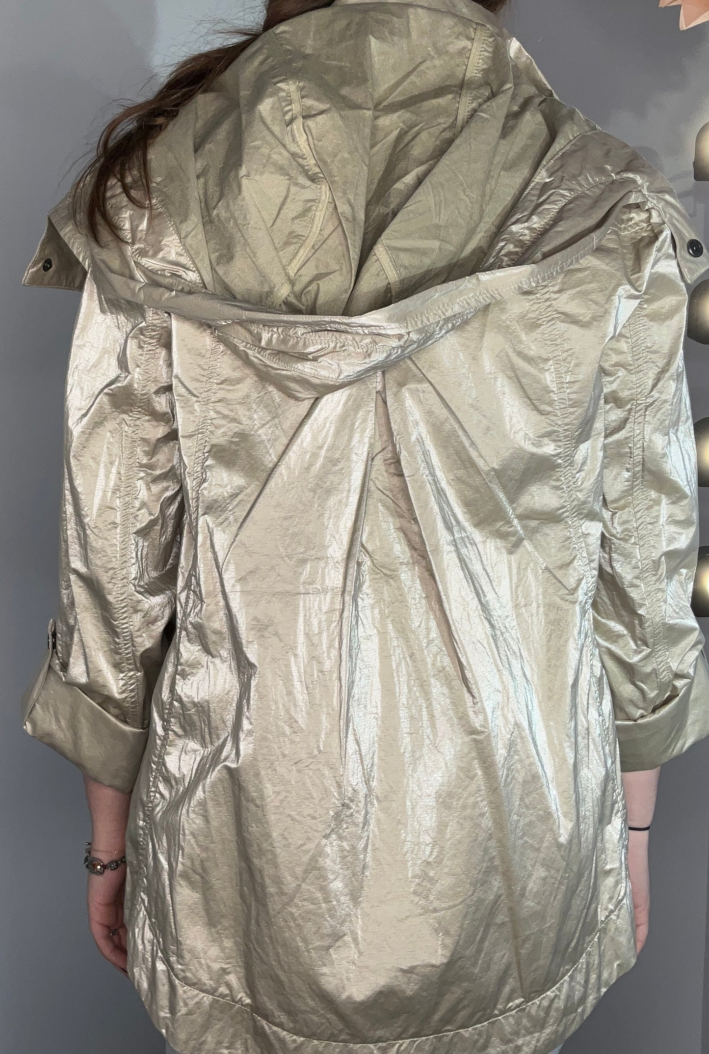 BEIGE METALLIC RAINCOAT