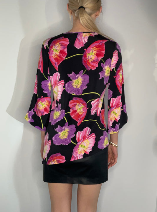 FLORAL PRINT ASSYMETRICAL TOP