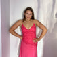 HOT PINK BEADED SILK DRESS
