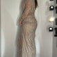 BEADED TAUPE DRESS