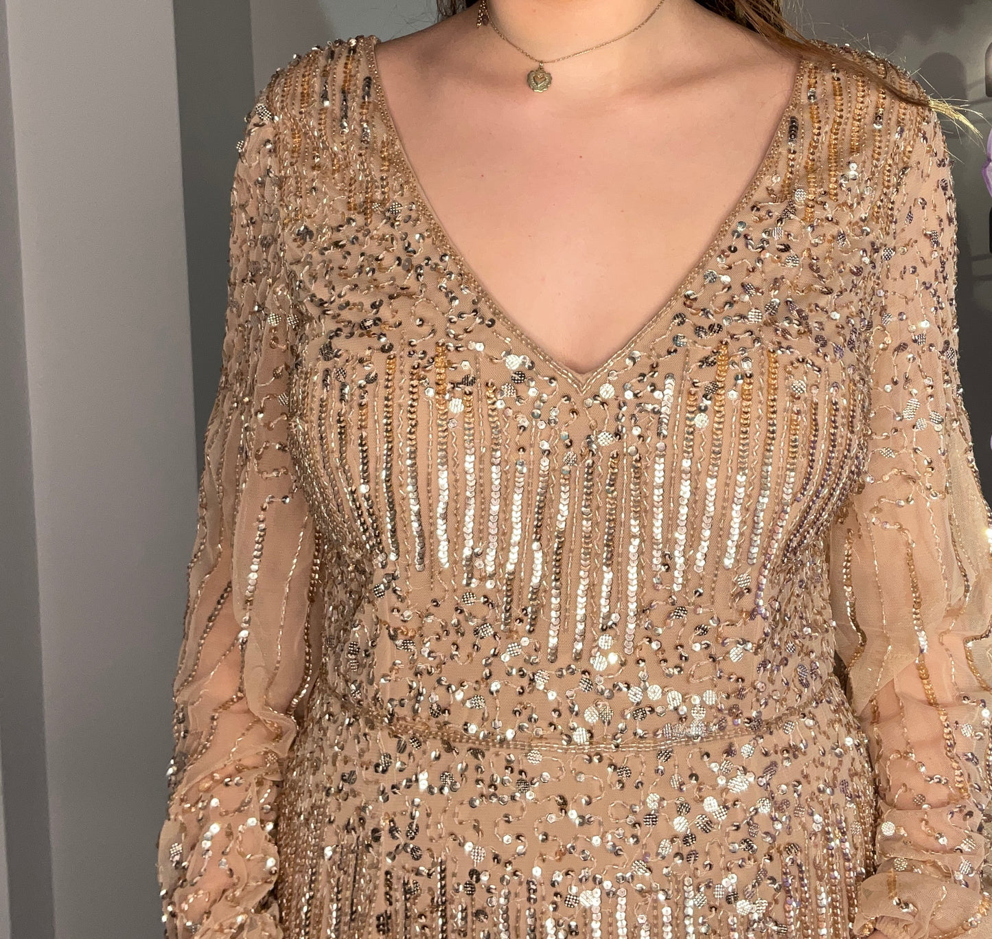 LONG GOLD BEADED GOWN