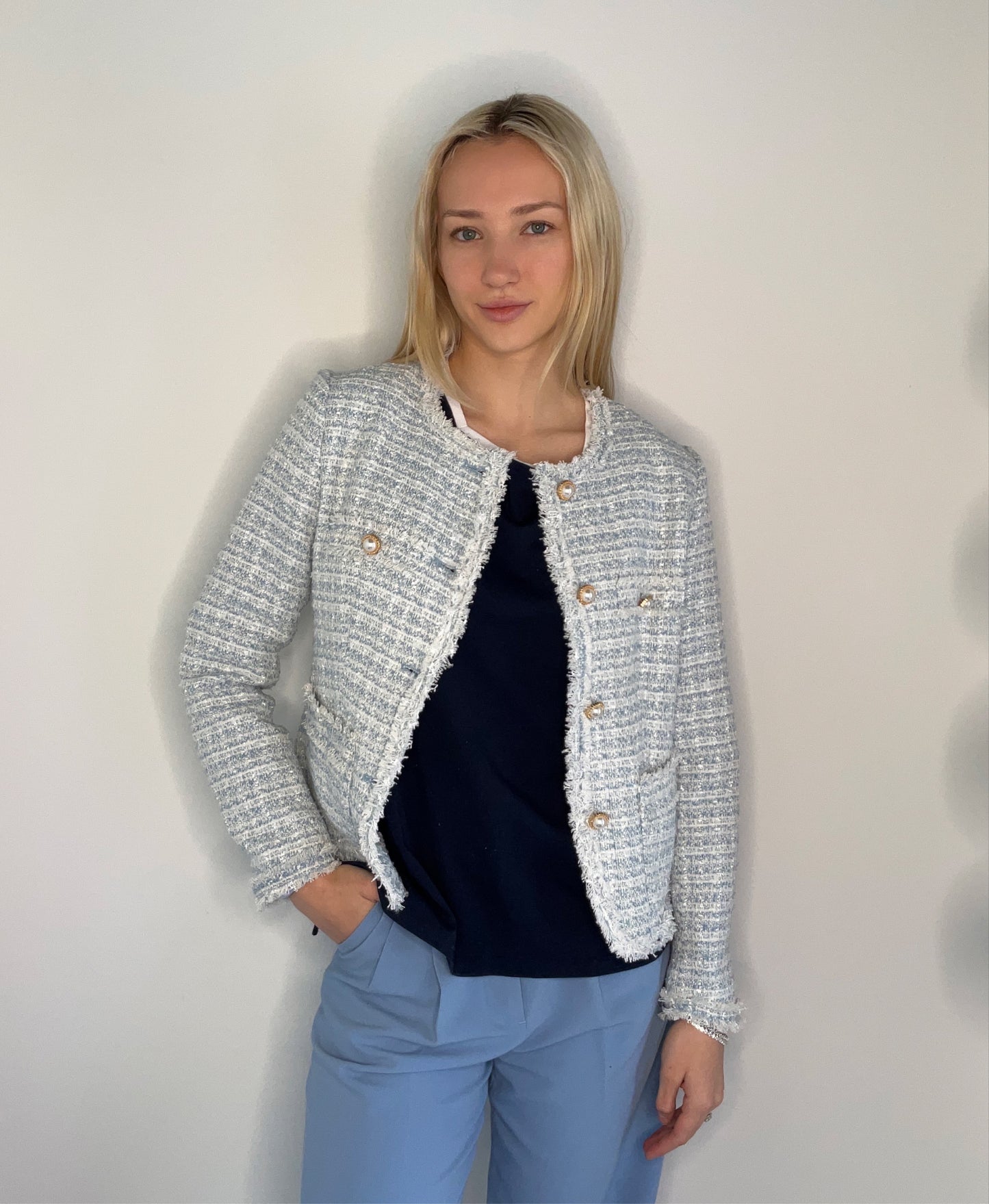 LIGHT BLUE TWEED JACKET