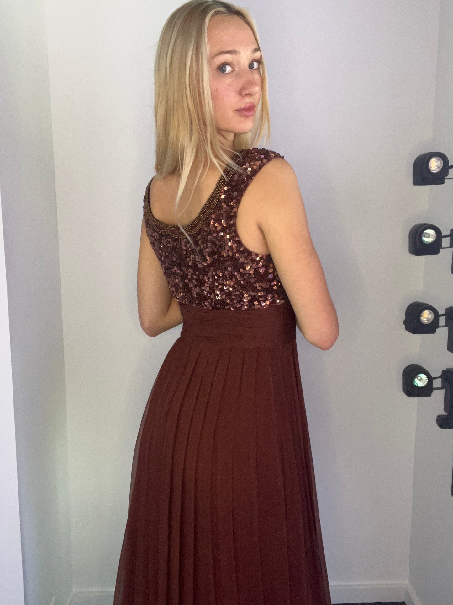 CHOCOLATE BEADED LONG DRESS