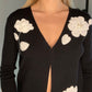 FLORAL AND CRYSTAL APPLIQUE CARDIGAN