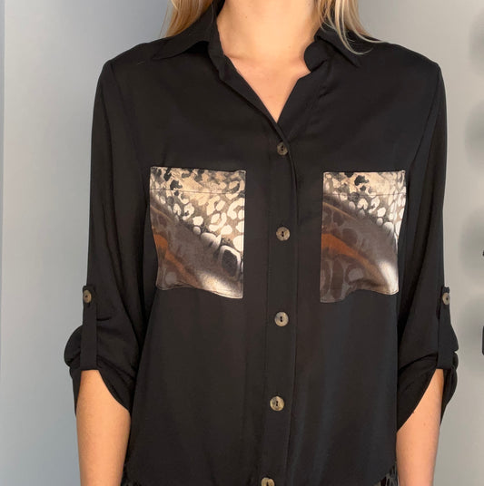 ANIMAL PRINT POCKET TOP