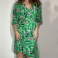 BUTTERFLY FLORAL BRIGHT GREEN DRESS