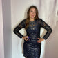 CHERYL METALLIC NAVY DRESS