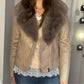 TAUPE VEGAN LEATHER MOTO COAT