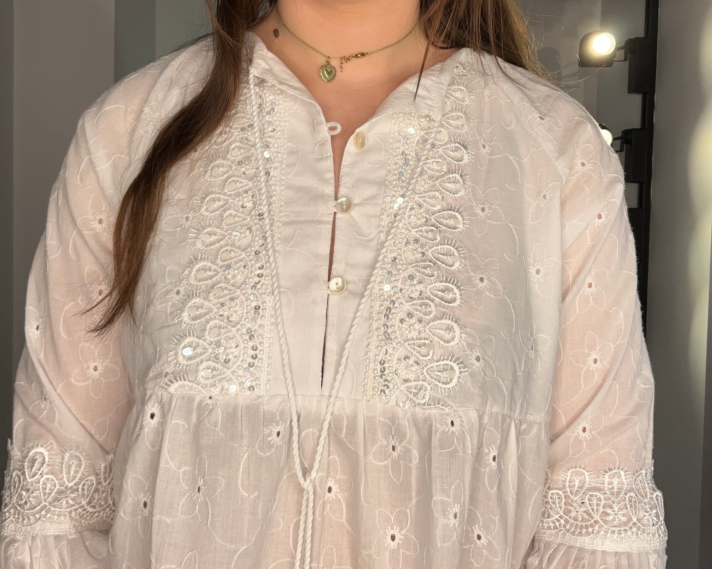 EYELET BEADED TOP