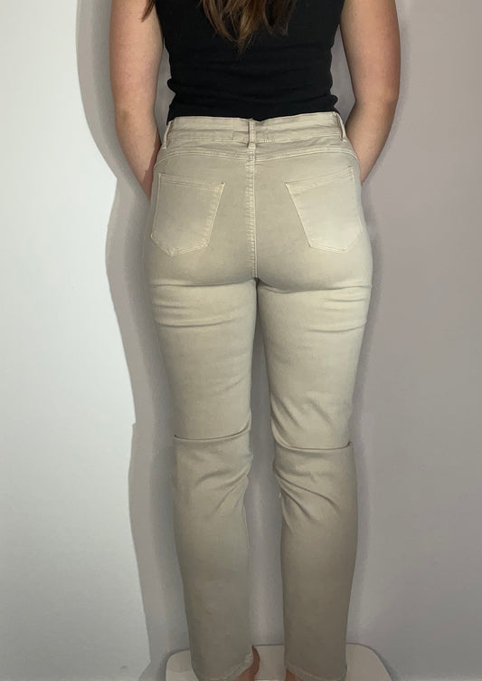 CRYSTAL BEIGE EYELET JEAN