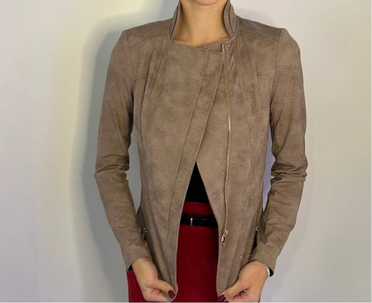 FAUX SUEDE ZIPPER JACKET