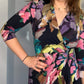 BRIGHT FLORAL DRESS WITH SILVER HARDWARE