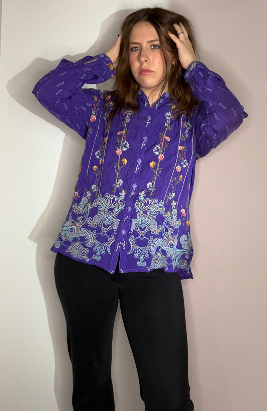 ALL OVER FLORAL GARDEN SILK TOP