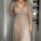 BEADED TAUPE DRESS