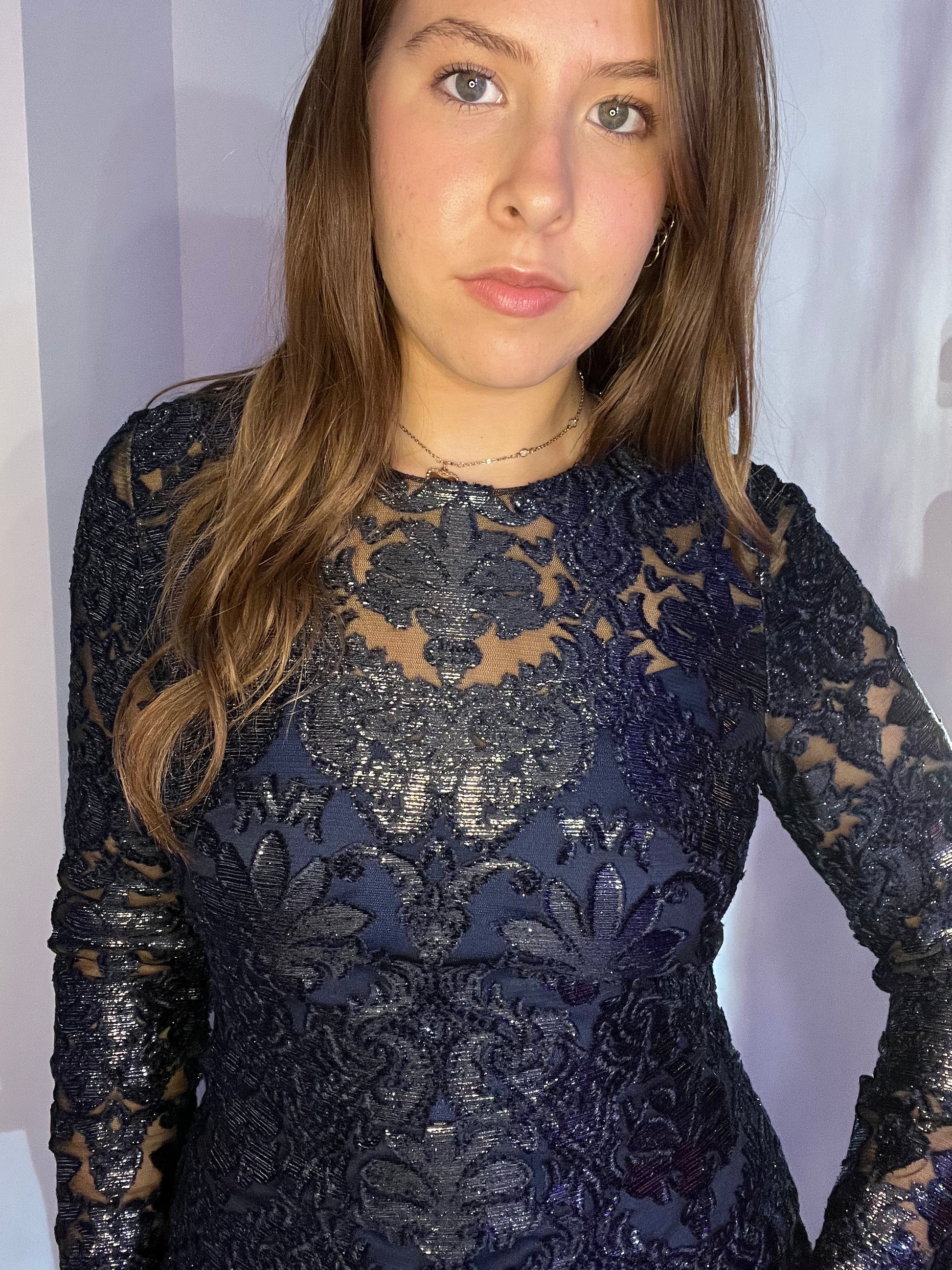 CHERYL METALLIC NAVY DRESS Presence Boutique CHERYL METALLIC NAVY DRESS Presence Boutique