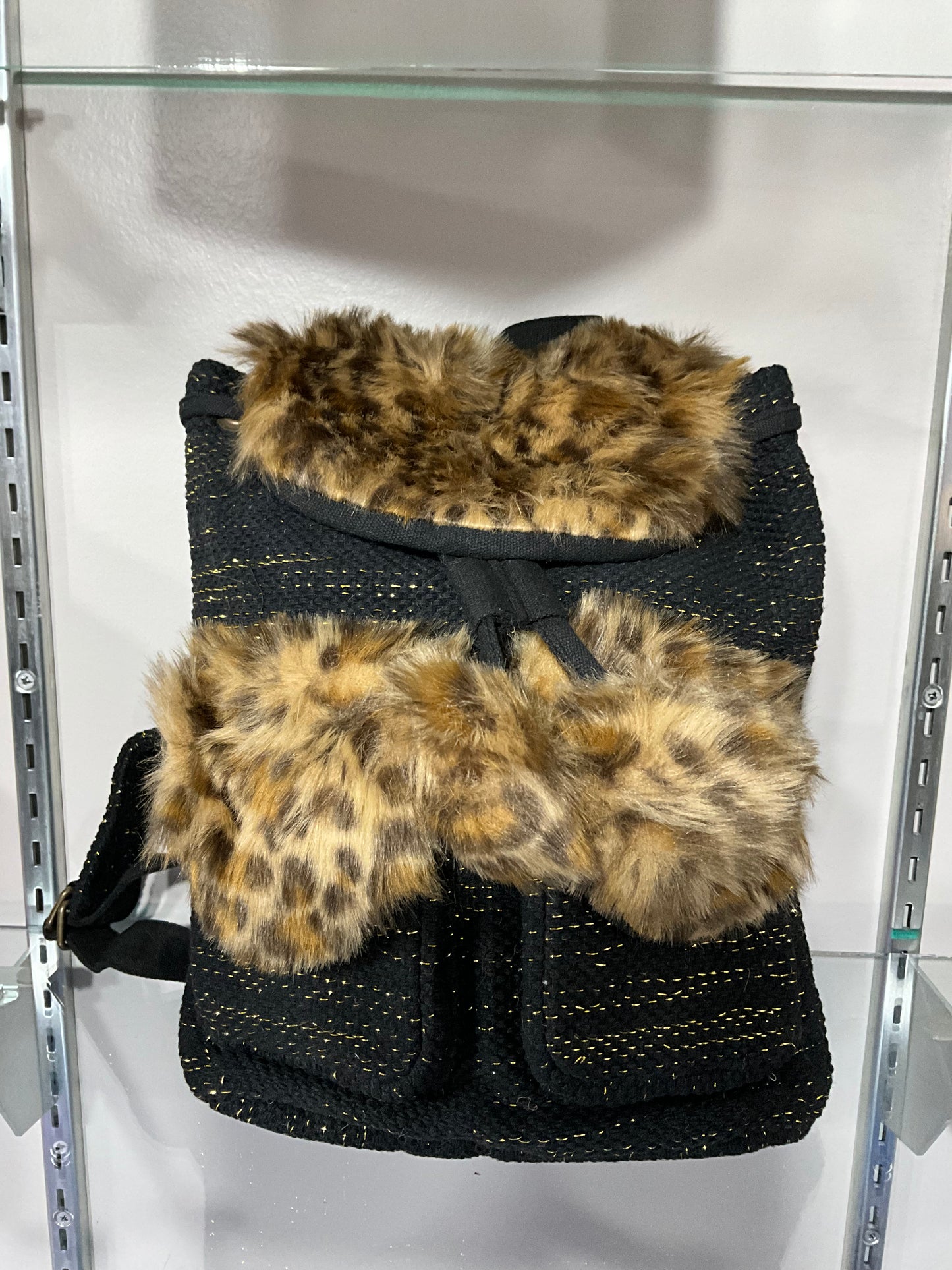 FAUX FUR LEOPARD BACKPACK