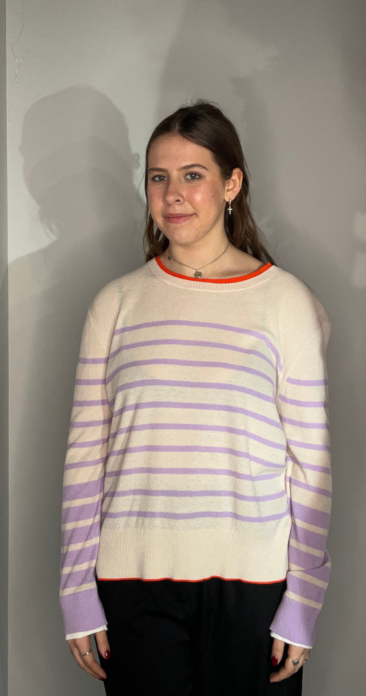 LILAC SPORTY STRIPE SWEATER