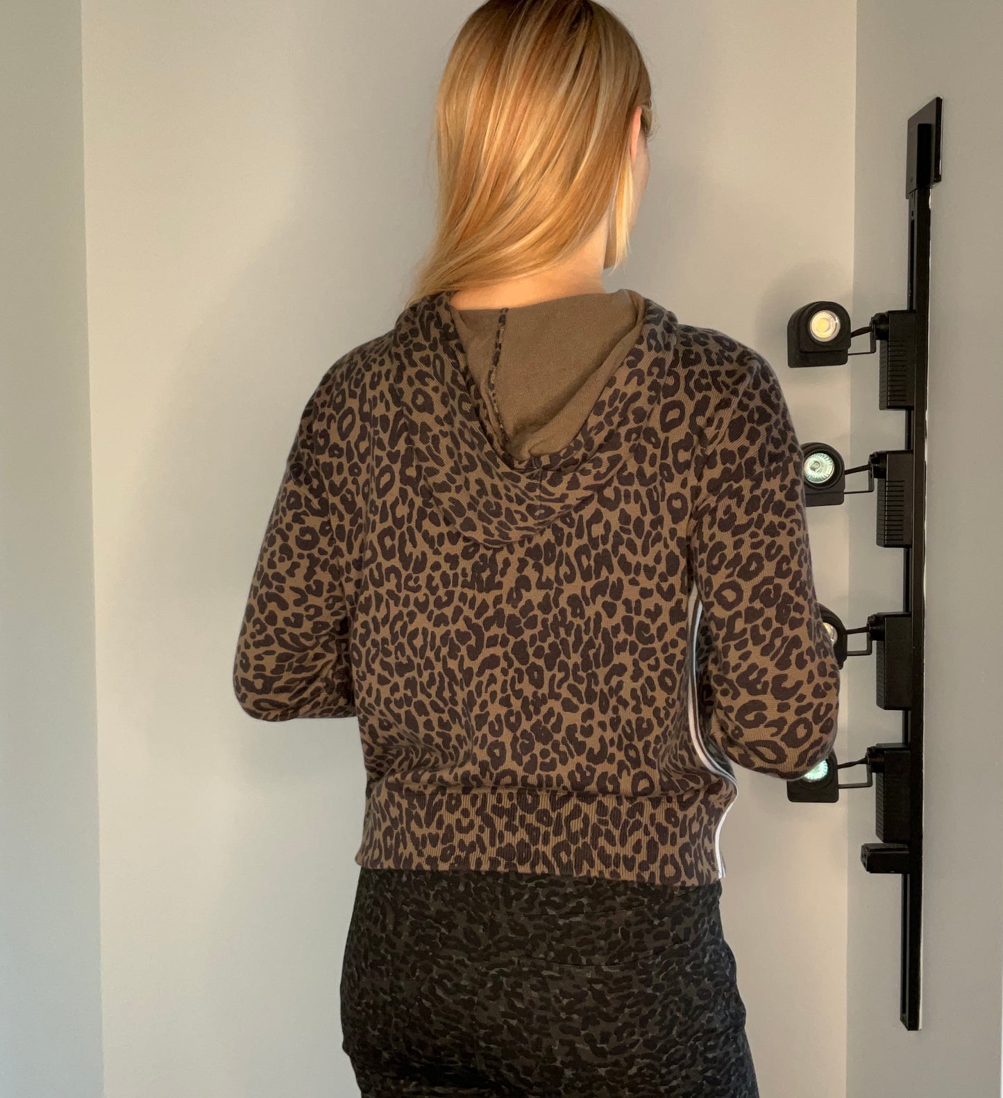 CASHMERE BLEND LEOPARD HOODIE