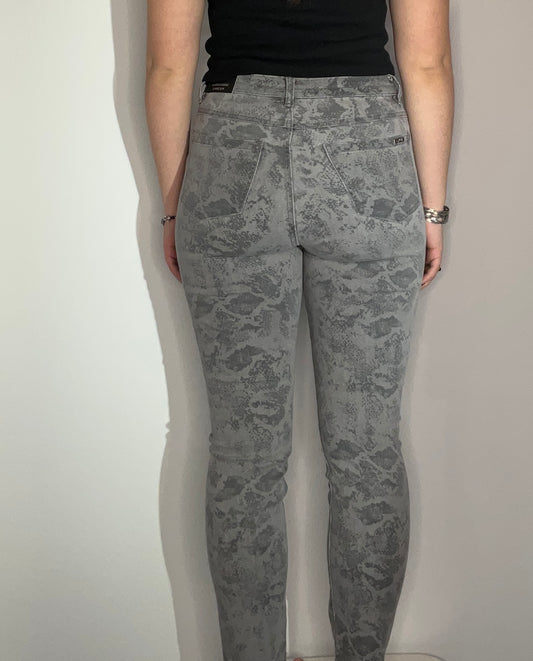 CRYSTAL SNAKESKIN PRINT JEANS