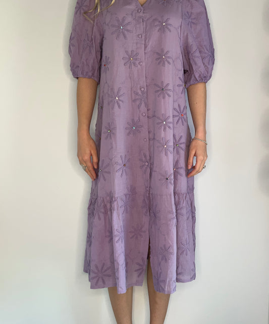 LAVENDER CRYSTAL FLOWER SUNDRESS