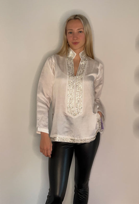 SILKY BEADED TUNIC TOPS