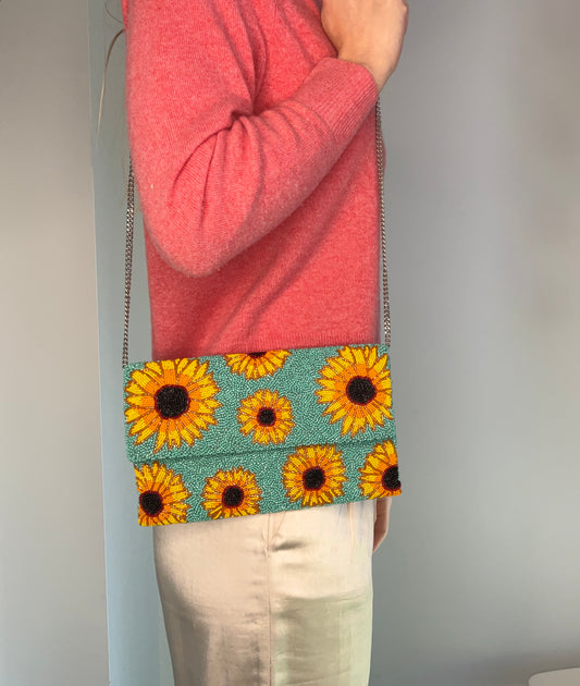 SUNFLOWER BEADED HANDBAG