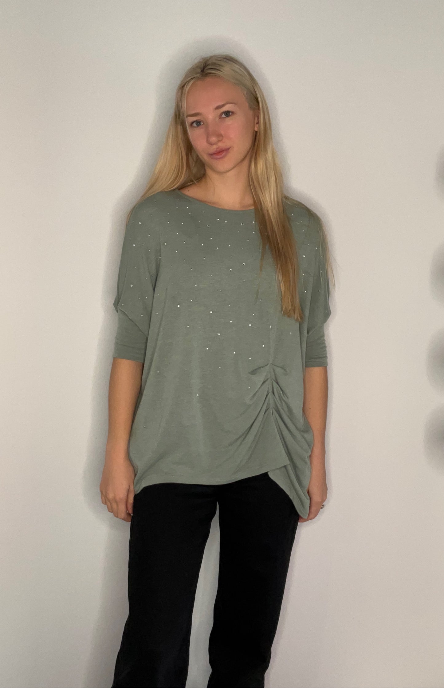 STUDDED CINCHED TOP