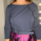 ROSE PRINT AND NAVY GOWN