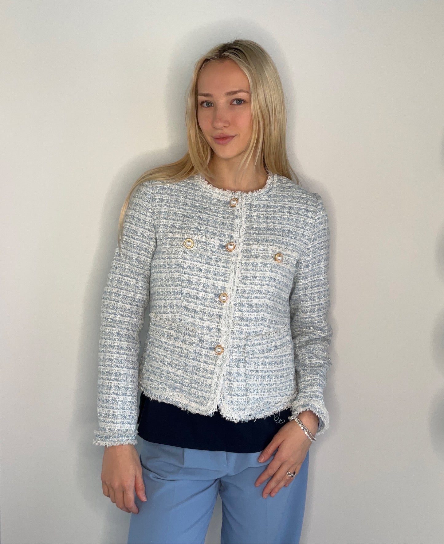 LIGHT BLUE TWEED JACKET