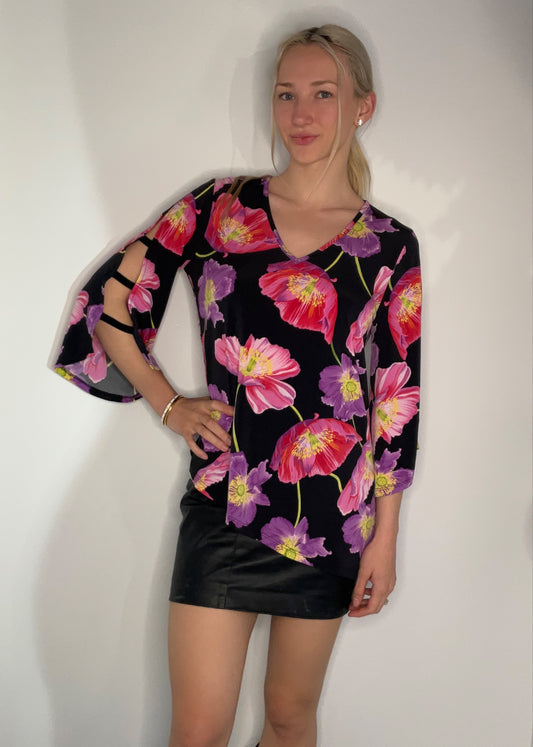 FLORAL PRINT ASSYMETRICAL TOP