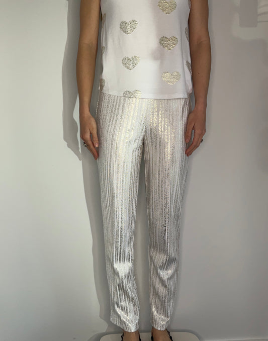 METALLIC WHITE AND GOLD PANT